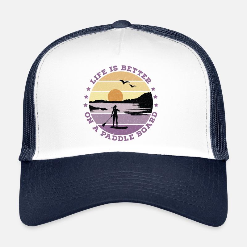 SUP - Life is better on a paddle board (Damen) - Trucker Cap - Weiß/Navy