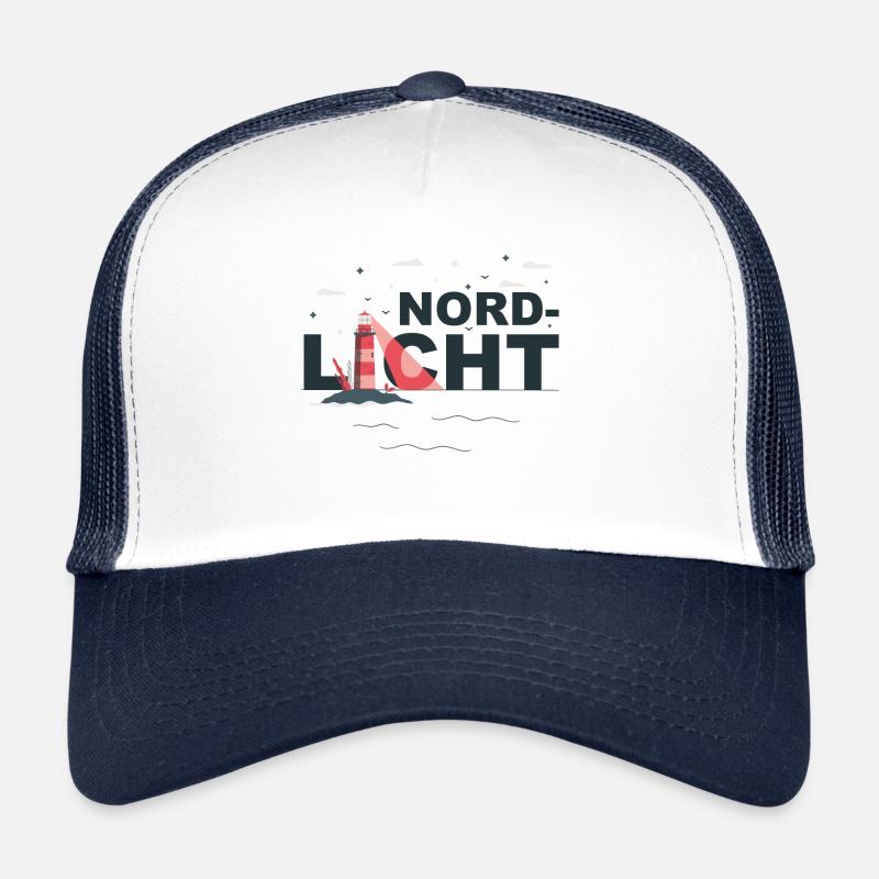 Nordlicht mit Leuchtturm - Trucker Cap - Weiß/Navy