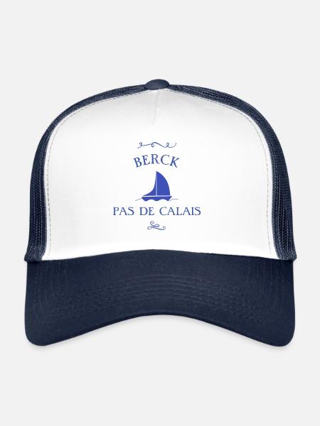 t-shirt berck pas de calais bateau cadeau noel - Casquette trucker  - blanc/marine - Devant