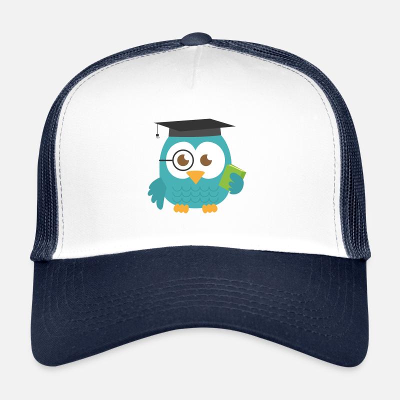 Blue Teal Lehrer Eule Absolvent Trucker Cap