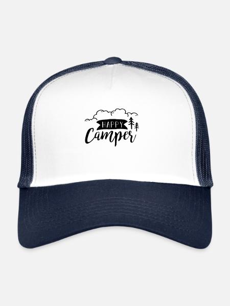 Campeur heureux - Casquette trucker  - blanc/marine - Devant