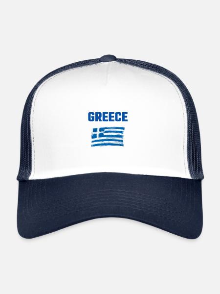 t-shirt greece greece christmas gift - Trucker Cap - white/navy - Front