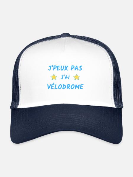 t-shirt humour marseille j'peux pas j'ai vélodrome - Casquette trucker  - blanc/marine - Devant