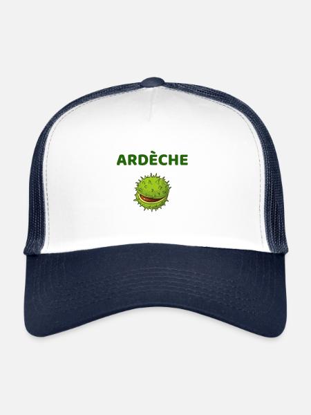 t-shirt ardèche 07 châtaigne cadeau noel - Casquette trucker  - blanc/marine - Devant