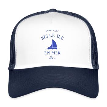 t shirt belle ile en mer bateau bretagne cadeau - Casquette trucker  - blanc/marine - Devant