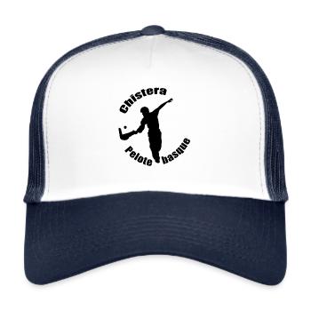 Chistera pelote basque jeu de paume fronton - Casquette trucker  - blanc/marine - Devant