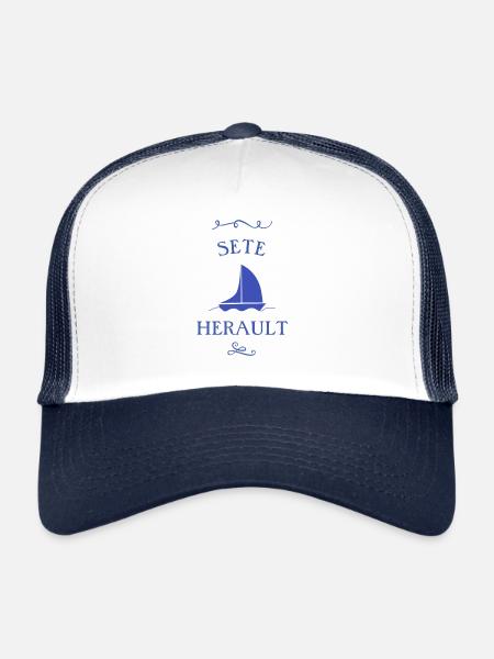 t shirt sete bateau cadeau marin noel voilier - Casquette trucker  - blanc/marine - Devant