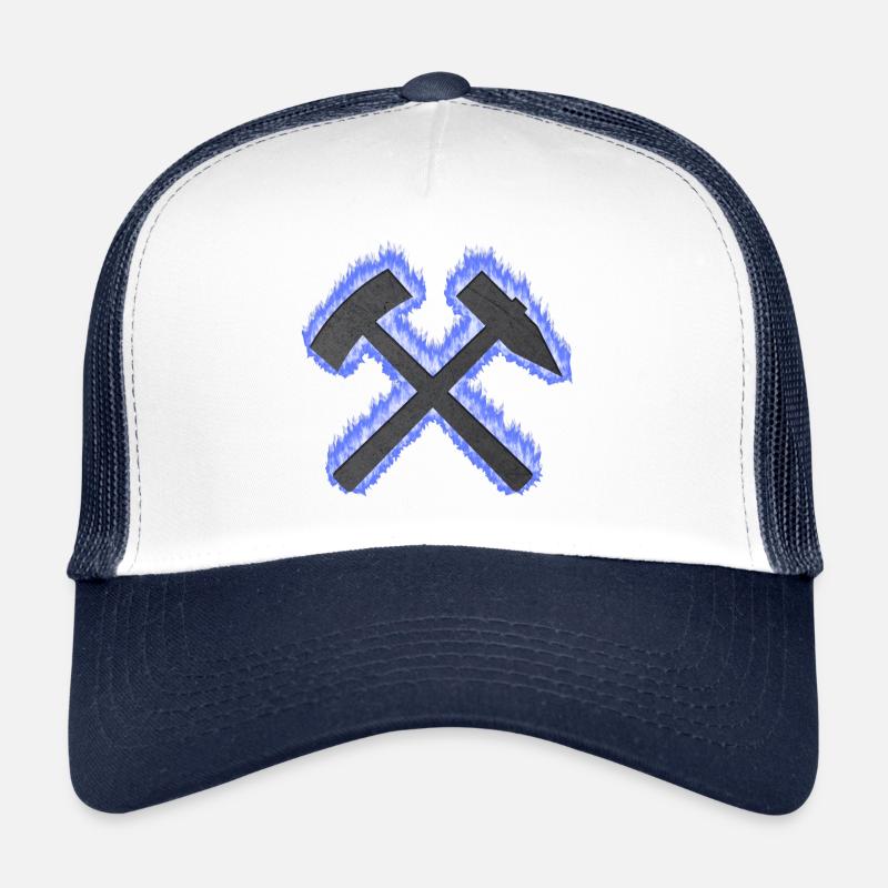 Hammer und Schlägel Bergbau Schalke Kohle Geschenk - Trucker Cap - Weiß/Navy
