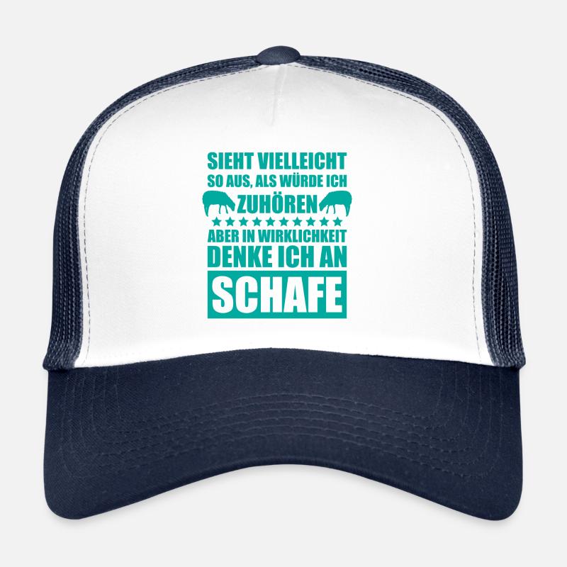 Zuhören Geschenk Schafe Landwirt Schäfer - Trucker Cap - Weiß/Navy