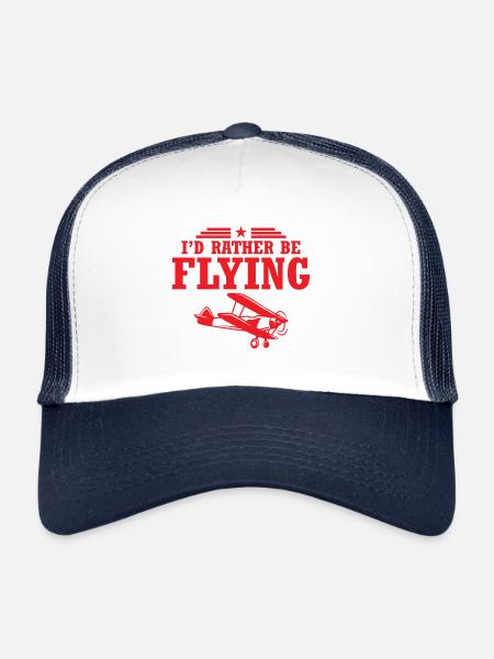 Flying Pilot aviation cadeau avion - Casquette trucker  - blanc/marine - Devant