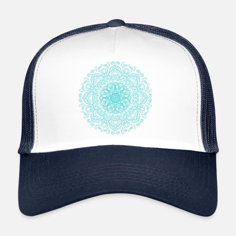 Fleur de Mandala dans les détails orientaux bleus Casquette trucker 