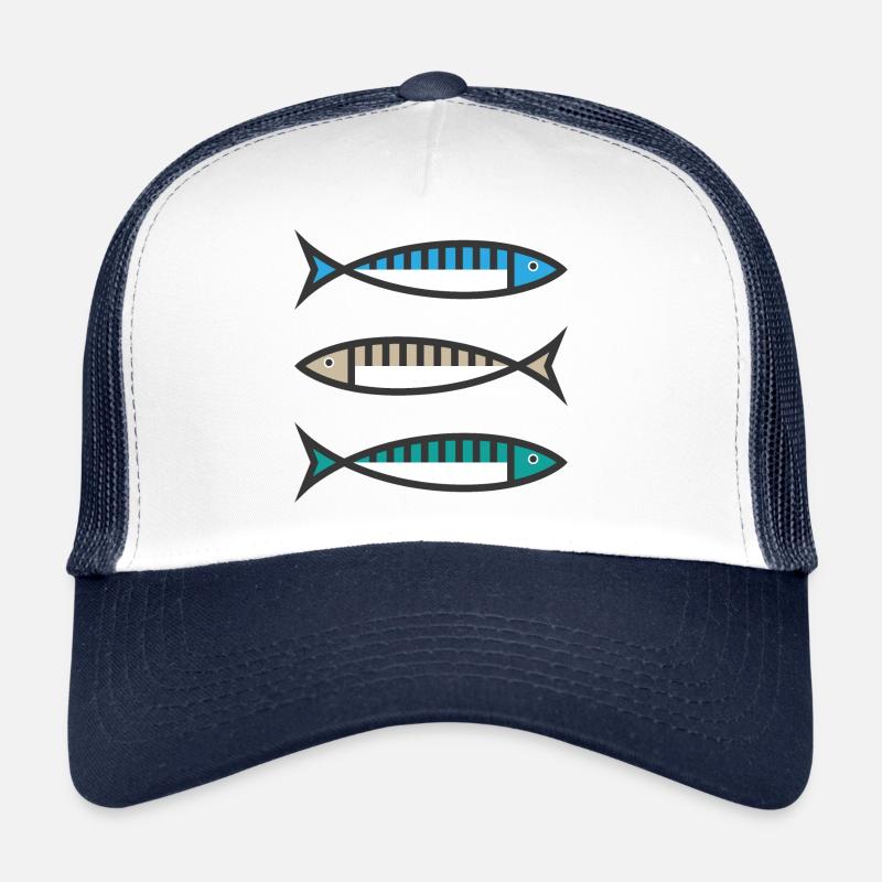 Conception de pêche de maquereau de trois couleurs Casquette trucker 