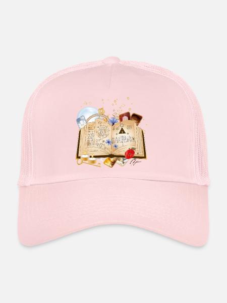 old book with spells & magic accessories - Trucker Cap - pale pink - Front