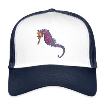Seepferdchen Seepferd - Trucker Cap - Weiß/Navy - Vorne