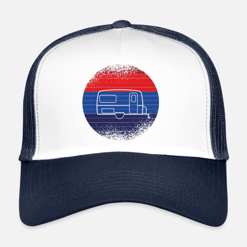 Retro Wohnwagen - Trucker Cap - Weiß/Navy