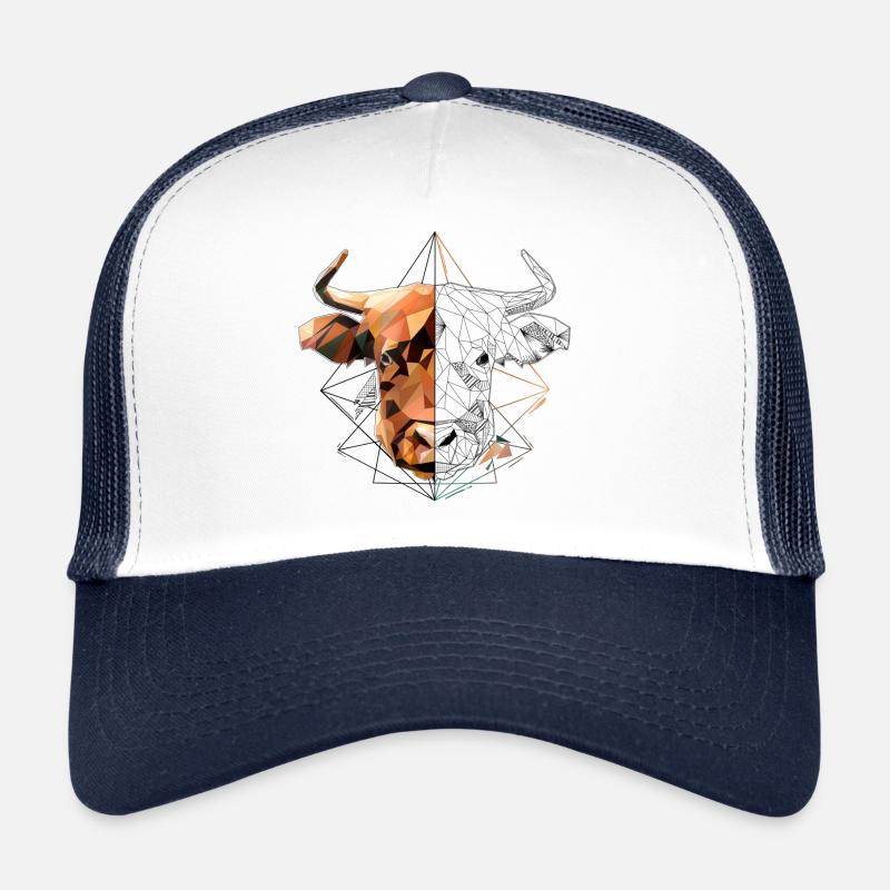 Low Poly Art Highland Beef Cool Polygon Tattoo Trucker Cap