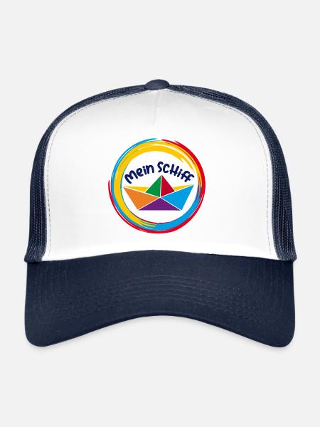 Mein Schiff buntes Papierschiffchen - Trucker Cap - Weiß/Navy - Vorne