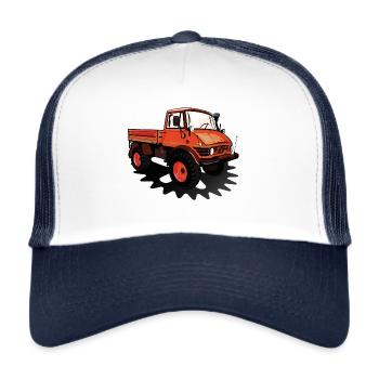 Unimog - Oldtimer - Offroad - Universal Motorgerät - Trucker Cap - Weiß/Navy - Vorne