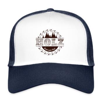 Holz genau mein Ding lustiger Handwerker Spruch - Trucker Cap - Weiß/Navy - Vorne