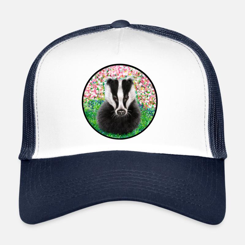 Dachs im Frühling/ Badger in the springtime - Trucker Cap - Weiß/Navy