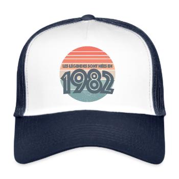 40 ans anniversaire 1982 casquette personnalisée - Casquette trucker  - blanc/marine - Devant