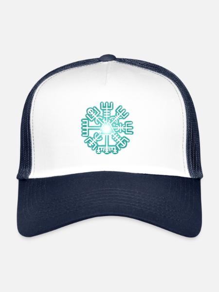 Symbole nordique Viking Valknut & Vegvisir vert - Casquette trucker  - blanc/marine - Devant