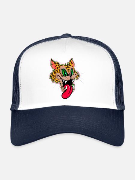 Leopard Comic Psychedelic - Trucker Cap - white/navy - Front