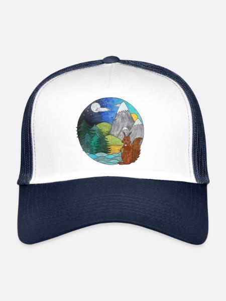 Paysage Écureuil Outdoor Nature Lovers - Casquette trucker  - blanc/marine - Devant