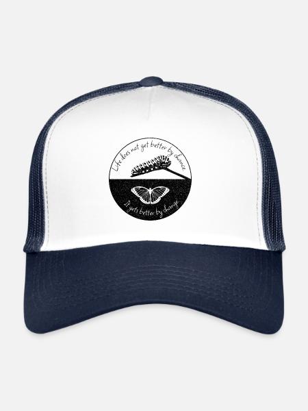 Inspiring saying butterfly cool nature - Trucker Cap - white/navy - Front