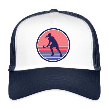 Feldhockey Spielerin Hockey Spielerin Mädchen - Trucker Cap - Weiß/Navy - Vorne