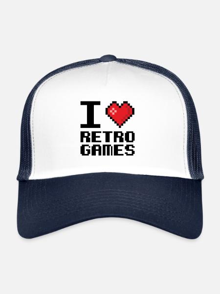 I love Retro Games Retrogaming Videogame - Trucker Cap - white/navy - Front