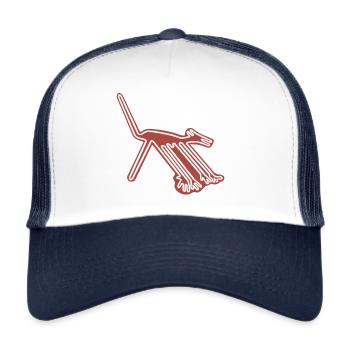 Nazca Lines Hund - Trucker Cap - Weiß/Navy - Vorne