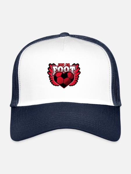 FOU DE FOOT ! - Jeux de mots - Francois Ville - Casquette trucker  - blanc/marine - Devant