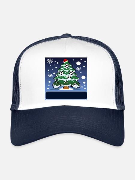Christmas Soccer Player Name Tag - Trucker Cap - white/navy - Front