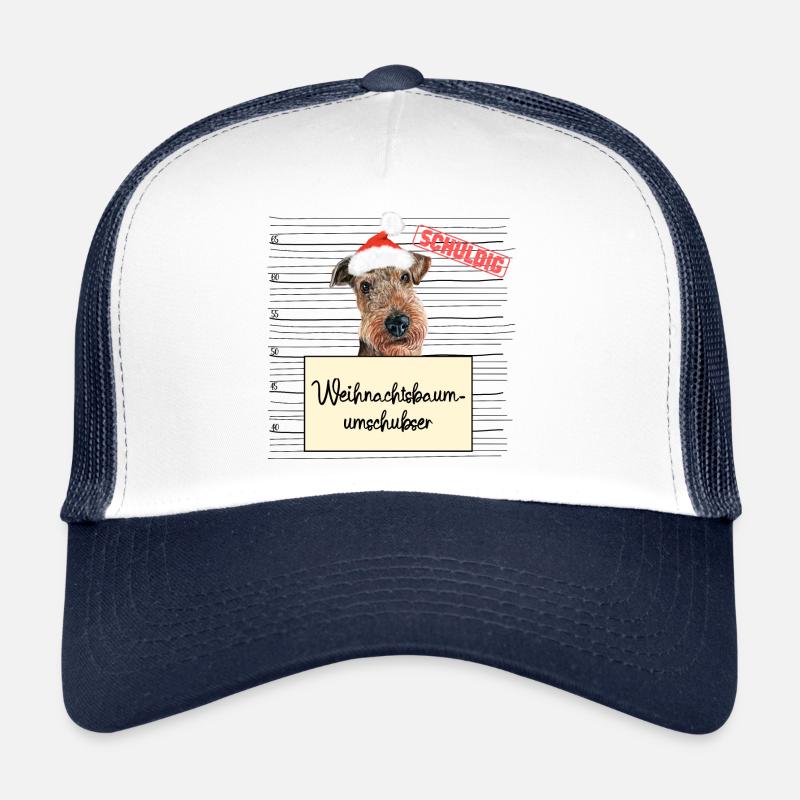 Weihnachtsbaum Umschubser Airedale Terrier - Trucker Cap - Weiß/Navy