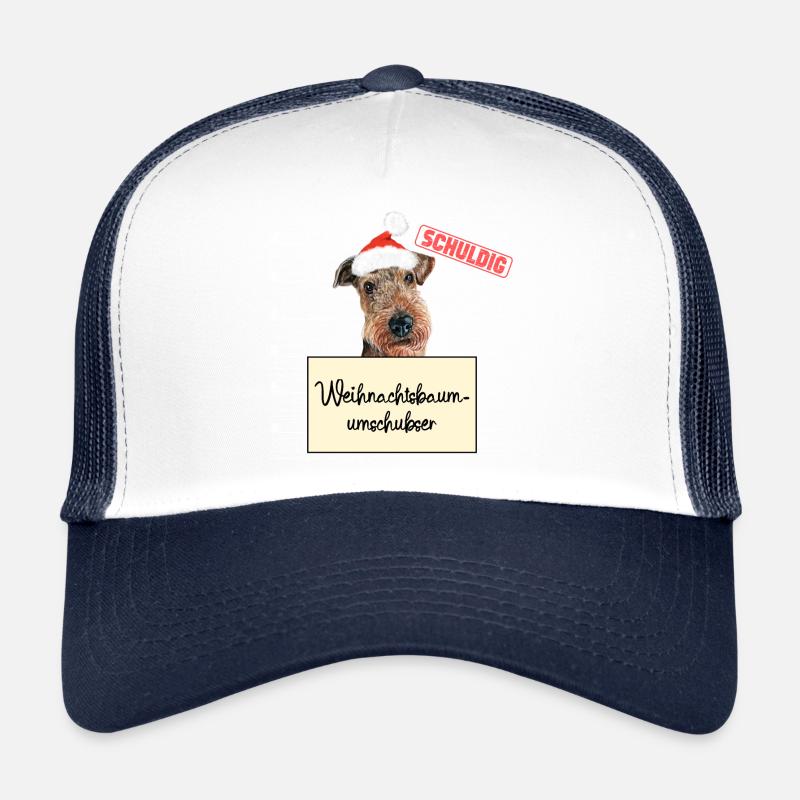Weihnachtsbaum Umschubser Airedale Terrier - Trucker Cap - Weiß/Navy