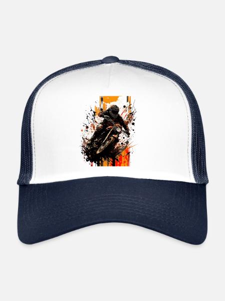 Dirtbike queen: montrez votre force sur le vélo! - Casquette trucker  - blanc/marine - Devant