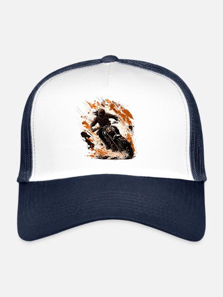 Born for dirt biking: motocross motif - Trucker Cap - white/navy - Front