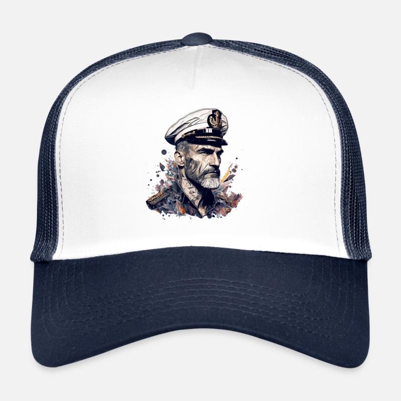 Le capitaine et son voilier, marin Casquette trucker 