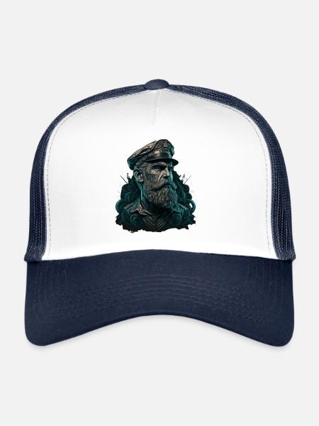 La beauté de la navigation, capitaine nautique - Casquette trucker  - blanc/marine - Devant