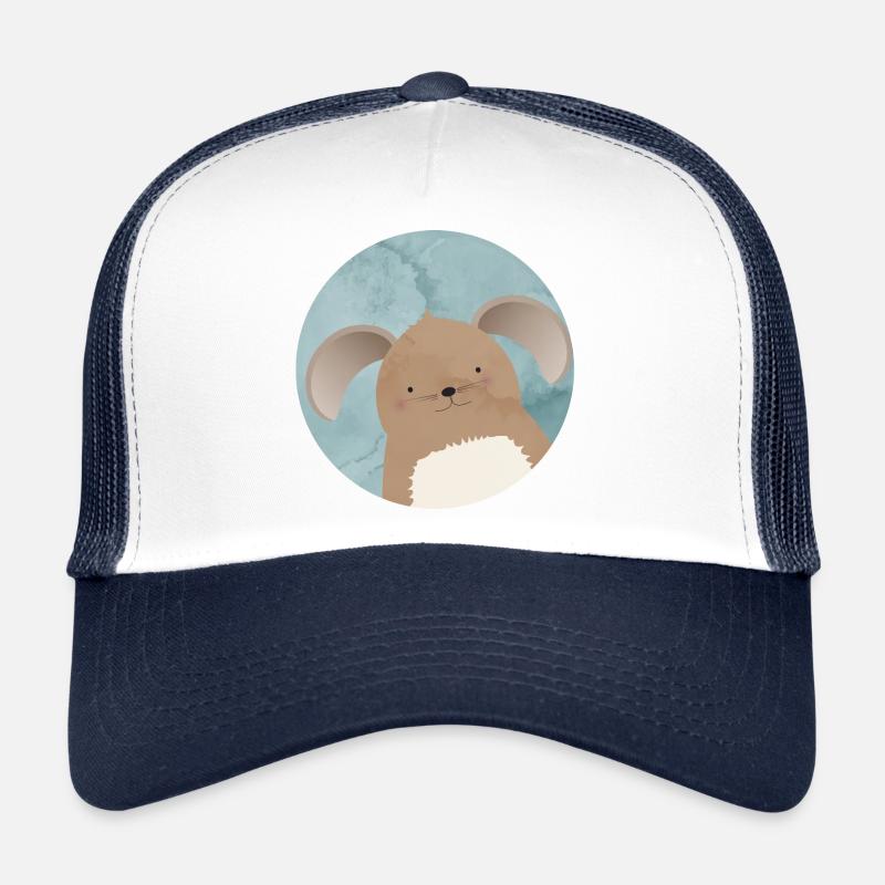 Lapin mignon avec des oreilles tombantes dans un patch aquarelle Casquette trucker 
