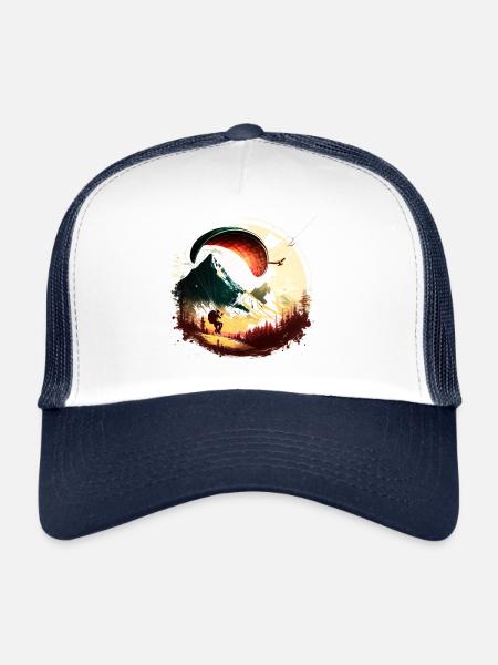Parapente en montagne, pur plaisir ! - Casquette trucker  - blanc/marine - Devant