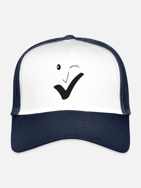 Beau sourire Beau visage A03. - Casquette trucker  - blanc/marine - Devant