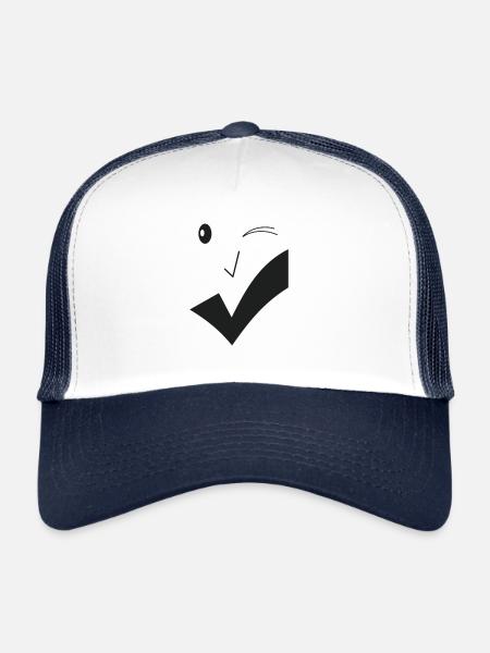 Beau sourire - Beau visage F02. - Casquette trucker  - blanc/marine - Devant