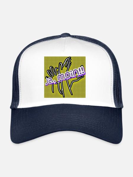 Yes, Moin!! (Yes, good morning) Slang - Image - 2023 - Trucker Cap - white/navy - Front