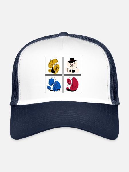 Minimalist Lineart Women's Face Line Kuns - Trucker Cap - white/navy - Front