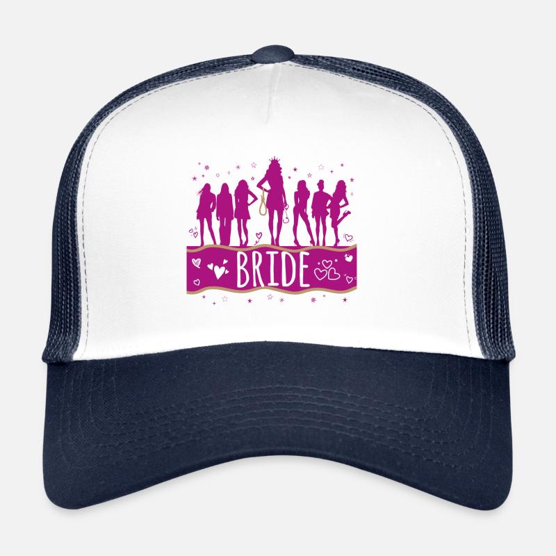 T-Shirt EVJF Junggesellinnenabschied Braut - Trucker Cap - Weiß/Navy