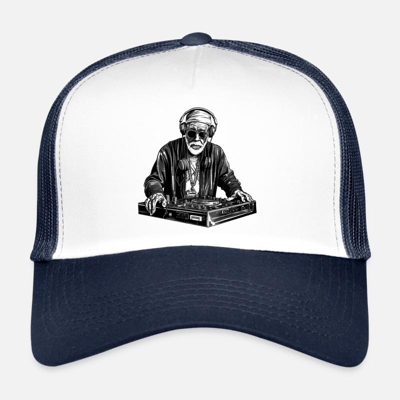 Cool bestager man as DJ hipster with cap Trucker Cap