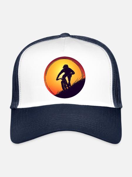 Descente BMX Biker Sonnenuntergang Sunset Design - Casquette trucker  - blanc/marine - Devant