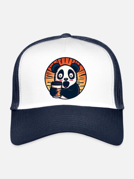Panda Coffee Caféine Choc - Casquette trucker  - blanc/marine - Devant